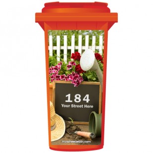 Your House Number Or Name & Street Name On A Chalkboard In The Garden Wheelie Bin Sticker Panel